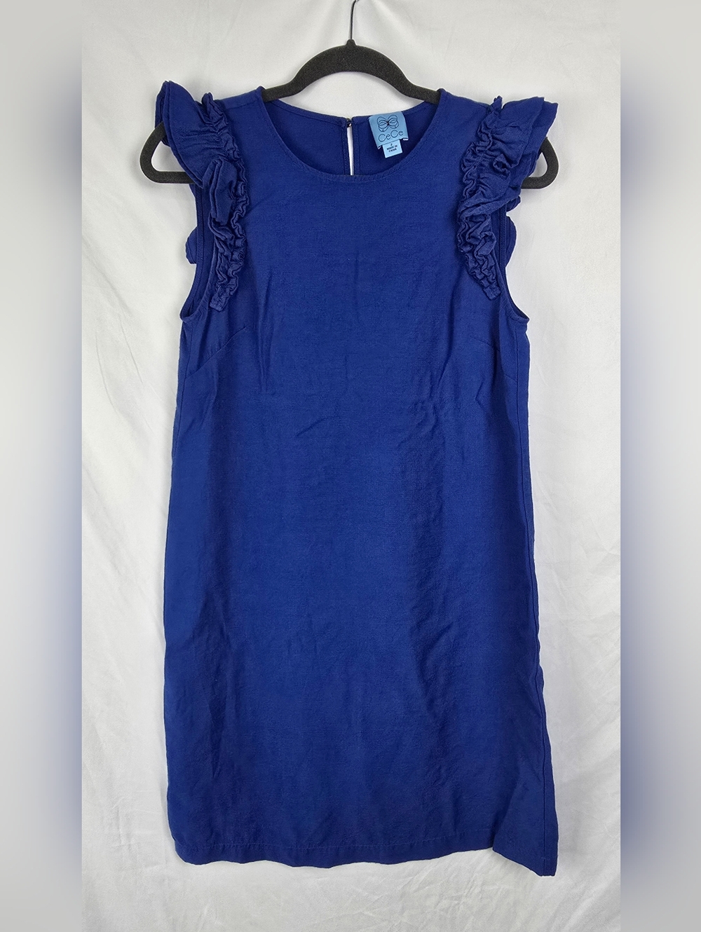 Cece L'amour Ruffled Royal Blue Minimalist Coastal Nautical Shift Dress sz 2